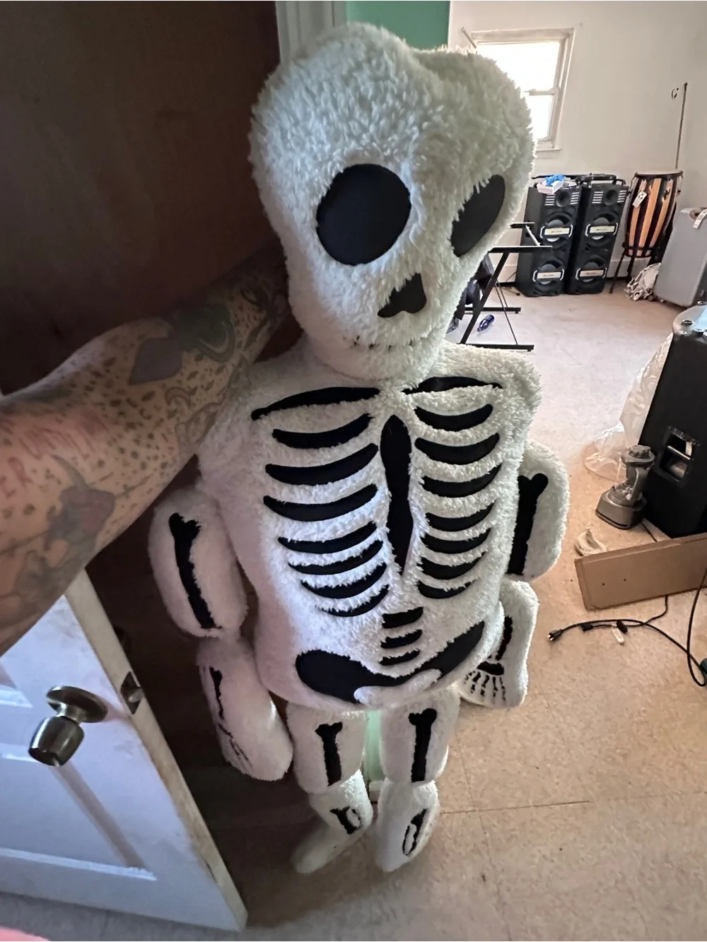 White Plush Skeleton pillow man about 5ft